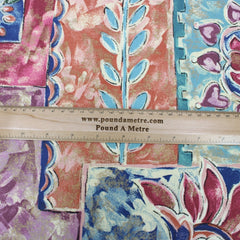 3 Metre Designer Floral Cotton Canvas 55" Wide Teal - Pound A Metre