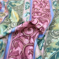 3 Metre Designer Floral Cotton Canvas 55" Wide Wine & Green - Pound A Metre
