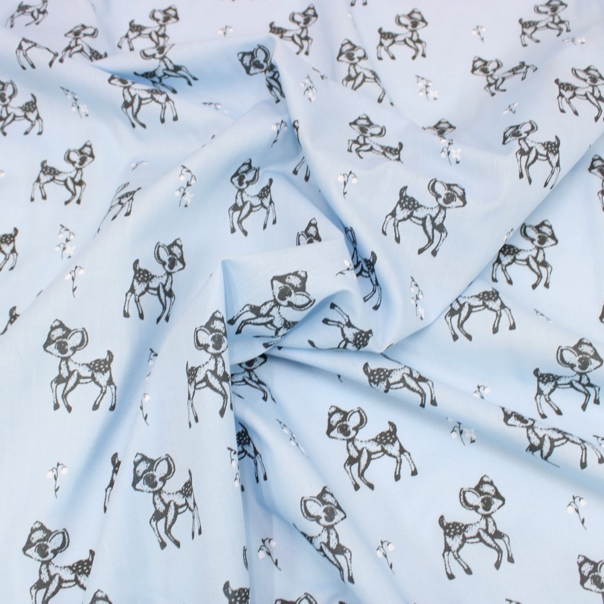 3 Metre Dressmaking Poly-Cotton - Animal Edition - 45" wide Deer - Baby Blue - Pound A Metre