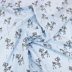 3 Metre Dressmaking Poly-Cotton - Animal Edition - 45" wide Deer - Baby Blue - Pound A Metre