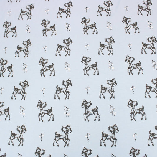 3 Metre Dressmaking Poly-Cotton - Animal Edition - 45" wide Deer - Baby Blue - Pound A Metre