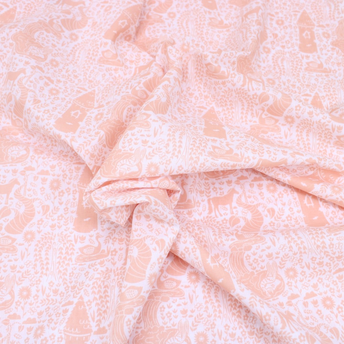 3 Metre Dressmaking Poly-Cotton - Animal Edition - 45" wide Enchanted - Peach - Pound A Metre