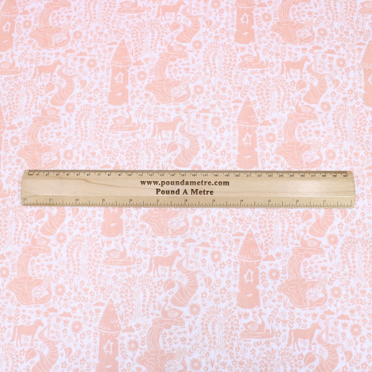 Pound A Metre 3 Metre 3 Metre Dressmaking Poly-Cotton - Animal Edition - 45" wide Enchanted - Peach