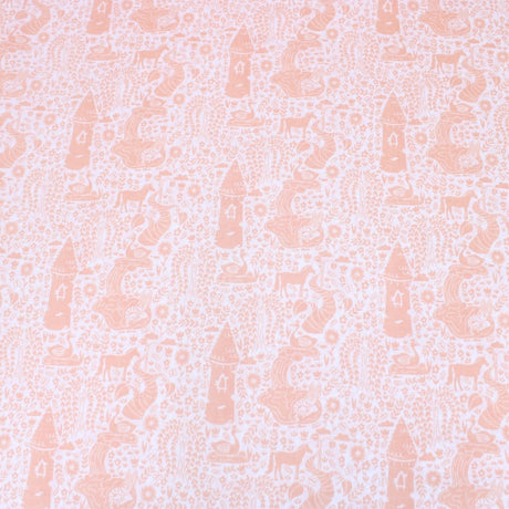 Pound A Metre 3 Metre 3 Metre Dressmaking Poly-Cotton - Animal Edition - 45" wide Enchanted - Peach