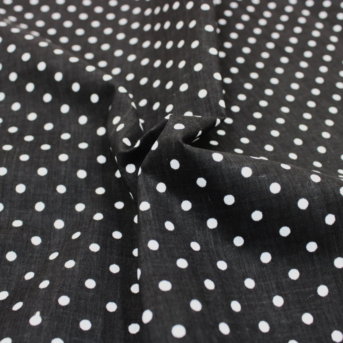 3 Metre Dressmaking Poly-Cotton - Polka Edition - 45" wide Black - Pound A Metre