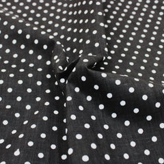 3 Metre Dressmaking Poly-Cotton - Polka Edition - 45" wide Black - Pound A Metre