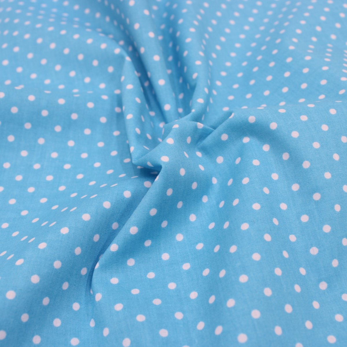 3 Metre Dressmaking Poly-Cotton - Polka Edition - 45" wide Sky Blue - Pound A Metre