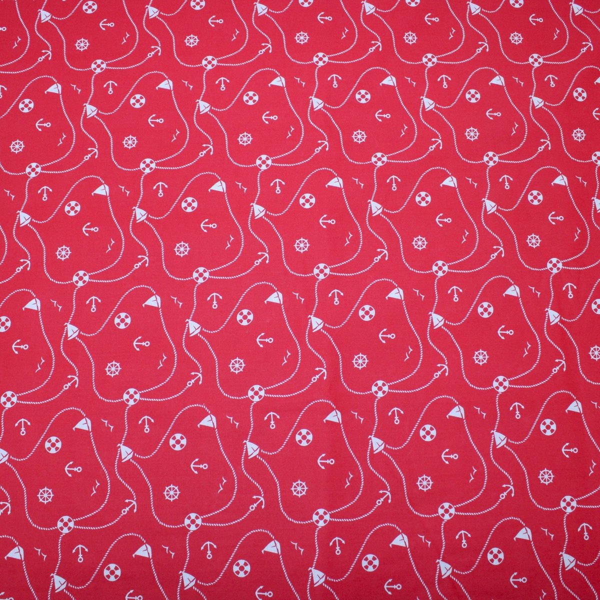 3 Metre Dressmaking Poly-Cotton - Seaside Edition - Sailing Essentials - 45" wide Red - Pound A Metre