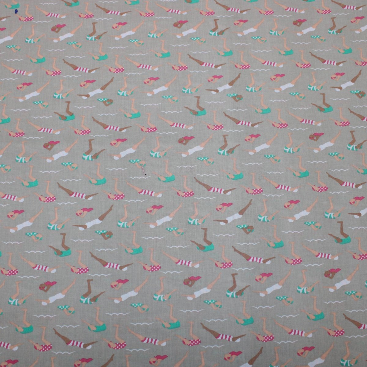 3 Metre Dressmaking Poly-Cotton - Seaside Edition - Swimmer - 45" wide Beige - Pound A Metre