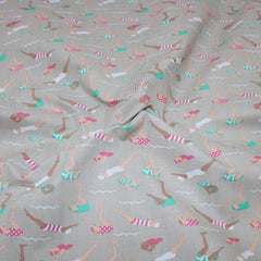 3 Metre Dressmaking Poly-Cotton - Seaside Edition - Swimmer - 45" wide Beige - Pound A Metre