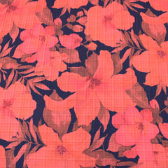 3 Metre Elegant Chequered Back Floral Dress-Chiffon 55" Wide Red & Black - Pound A Metre