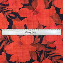 3 Metre Elegant Chequered Back Floral Dress-Chiffon 55" Wide Red & Black - Pound A Metre