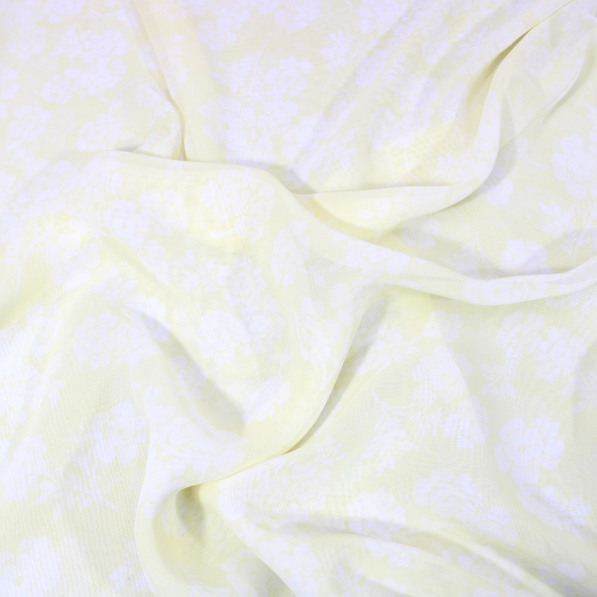 3 Metre Floral Elegant Dress-Chiffon - 55” Wide White/Yellow - Pound A Metre