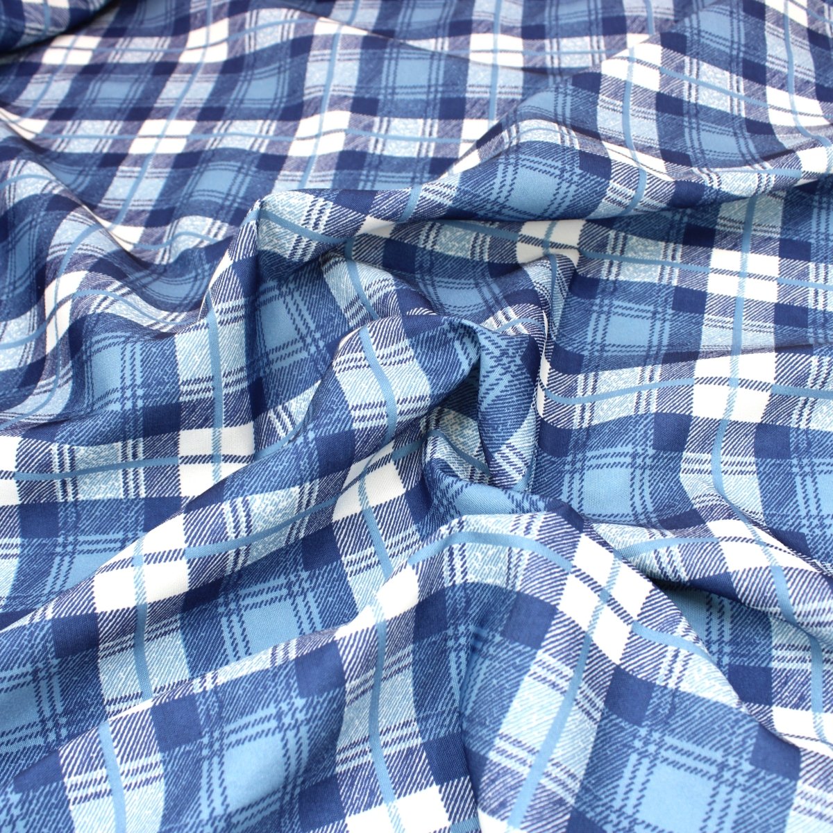 3 Metre Heavy Cotton Blend Furnishing Checkered Fabric 94" Wide Blue - Pound A Metre
