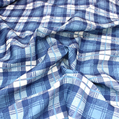3 Metre Heavy Cotton Blend Furnishing Checkered Fabric 94" Wide Blue - Pound A Metre