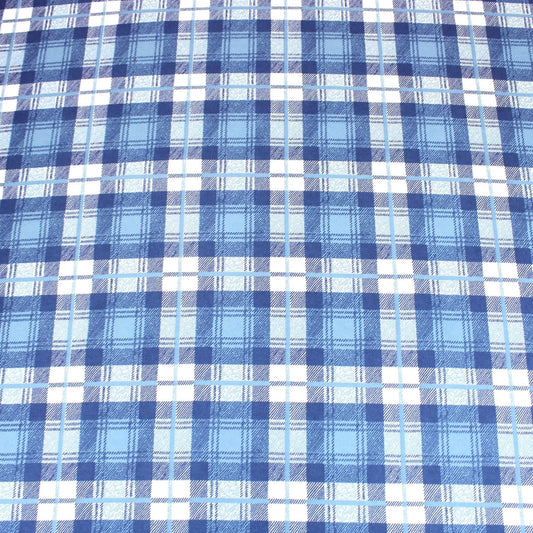 3 Metre Heavy Cotton Blend Furnishing Checkered Fabric 94" Wide Blue - Pound A Metre
