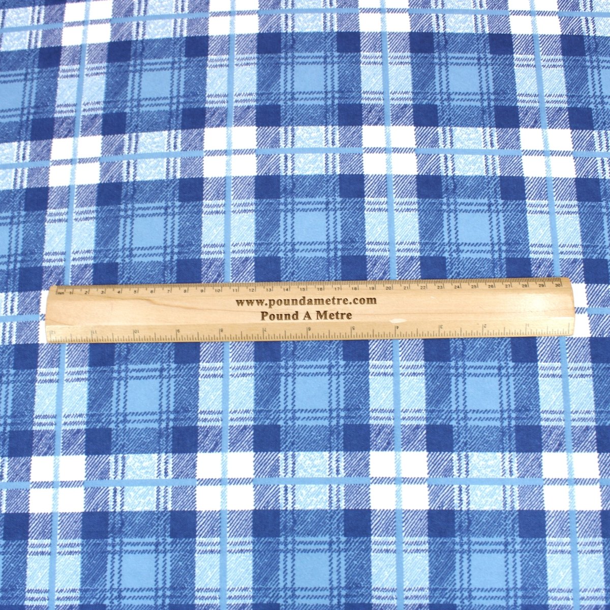 3 Metre Heavy Cotton Blend Furnishing Checkered Fabric 94" Wide Blue - Pound A Metre