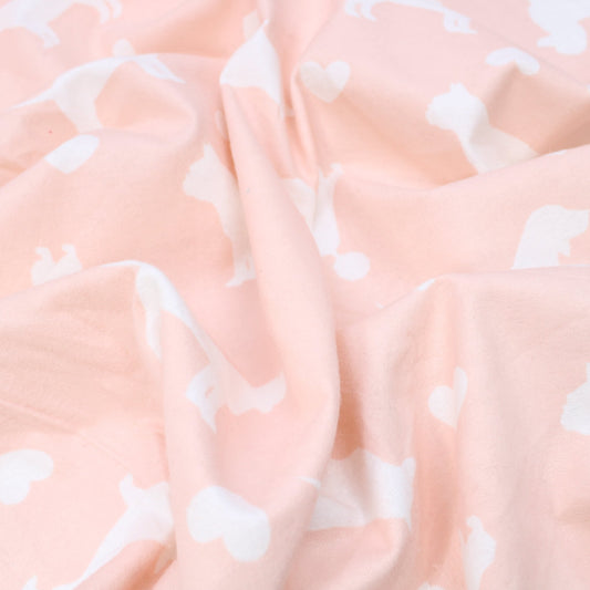 3 Metre High Quality Brushed Cotton - Dog-Lovers - 45" Wide Pastel Pink - Pound A Metre