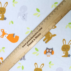 3 Metre High Quality Brushed Cotton - Forest Friends - 45" Wide Grey - Pound A Metre