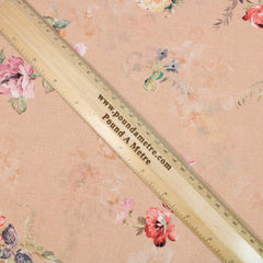 3 Metre Luxury Breathable Dressmaking Floral Cotton Lawn - 45" Pastel Orange - Pound A Metre