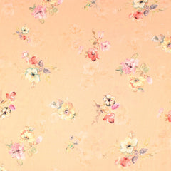 3 Metre Luxury Breathable Dressmaking Floral Cotton Lawn - 45" Pastel Orange - Pound A Metre