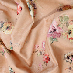 3 Metre Luxury Breathable Dressmaking Floral Cotton Lawn - 45" Pastel Orange - Pound A Metre