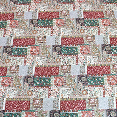 3 Metre Luxury Breathable Dressmaking Floral Cotton Lawn - 60" Beige/Red - Pound A Metre