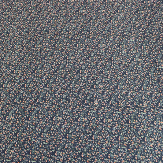 3 Metre Luxury Breathable Dressmaking Floral Cotton Lawn - 60" Black - Pound A Metre