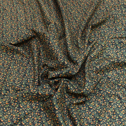 3 Metre Luxury Breathable Dressmaking Floral Cotton Lawn - 60" Black - Pound A Metre