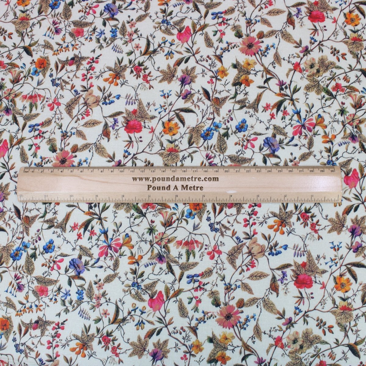 3 Metre Luxury Breathable Dressmaking Floral Cotton Lawn - 60" Cream - Pound A Metre