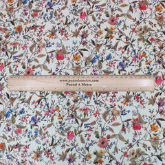 3 Metre Luxury Breathable Dressmaking Floral Cotton Lawn - 60" Cream - Pound A Metre
