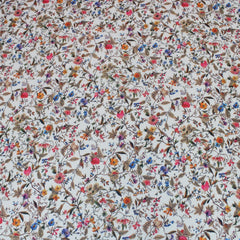 3 Metre Luxury Breathable Dressmaking Floral Cotton Lawn - 60" Cream - Pound A Metre