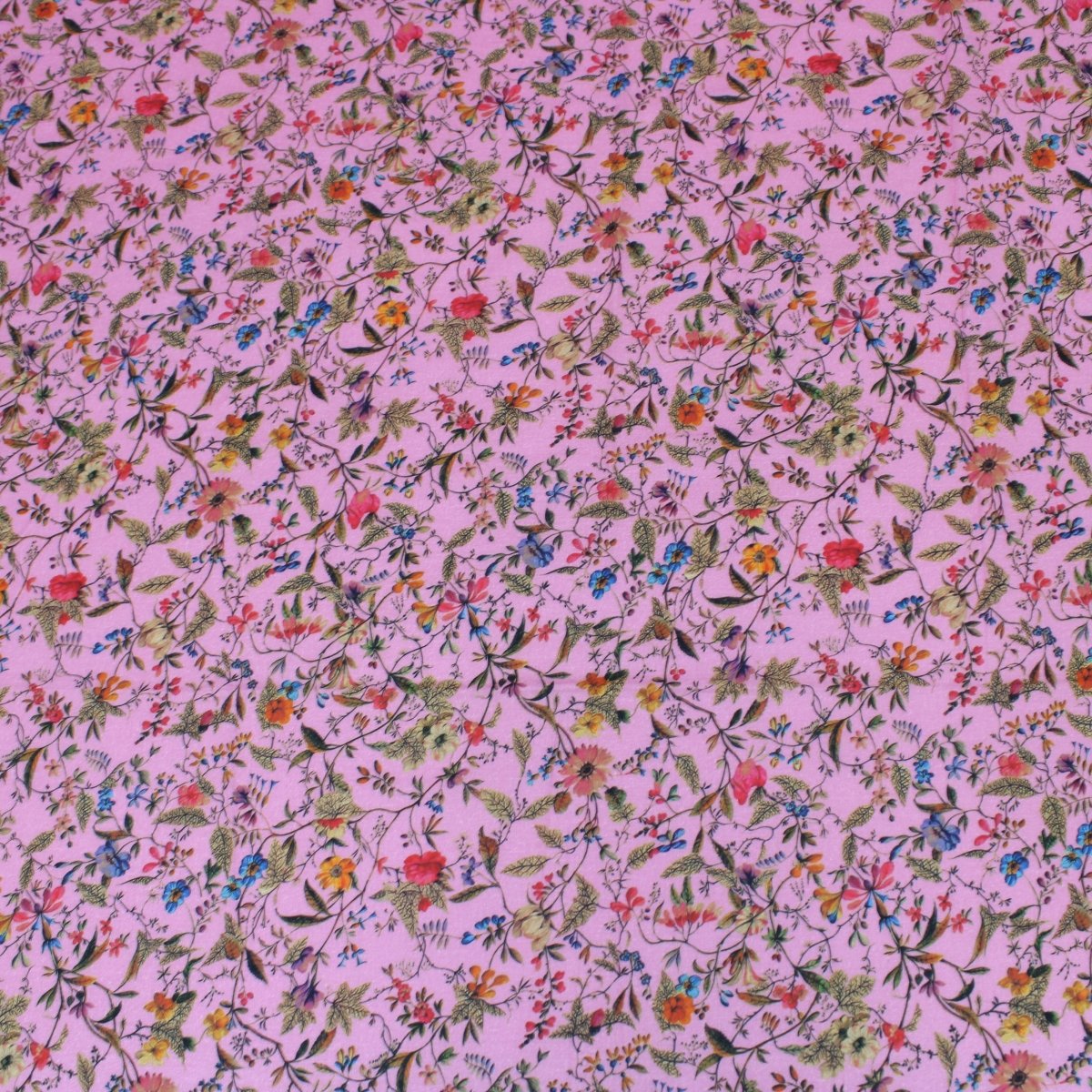 3 Metre Luxury Breathable Dressmaking Floral Cotton Lawn - 60" Dark Pink - Pound A Metre