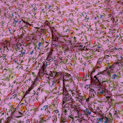 3 Metre Luxury Breathable Dressmaking Floral Cotton Lawn - 60" Dark Pink - Pound A Metre