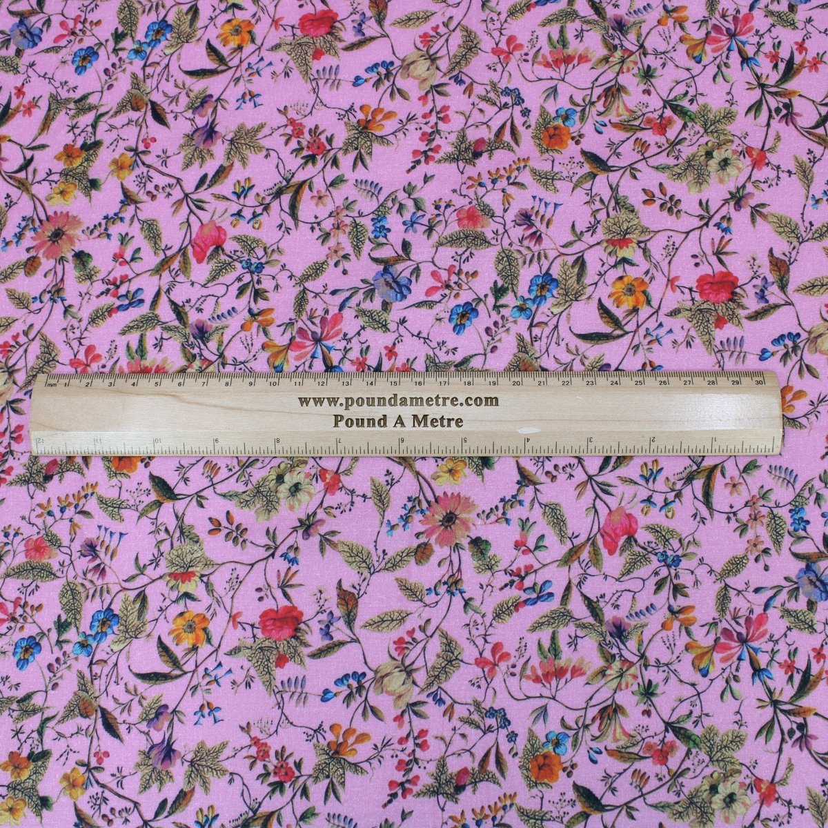 3 Metre Luxury Breathable Dressmaking Floral Cotton Lawn - 60" Dark Pink - Pound A Metre
