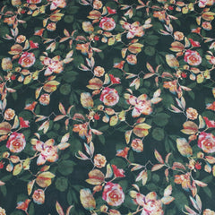 3 Metre Luxury Breathable Dressmaking Floral Cotton Lawn - 60" Evening Green - Pound A Metre