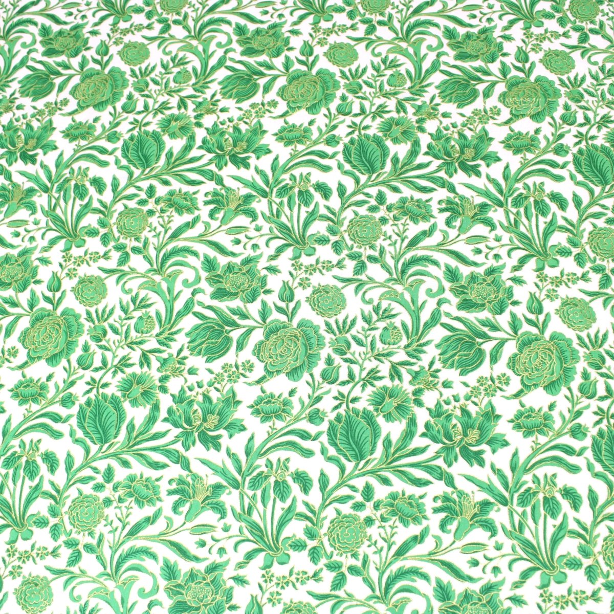3 Metre Luxury Breathable Dressmaking Floral Cotton Lawn - 60" Green - Pound A Metre