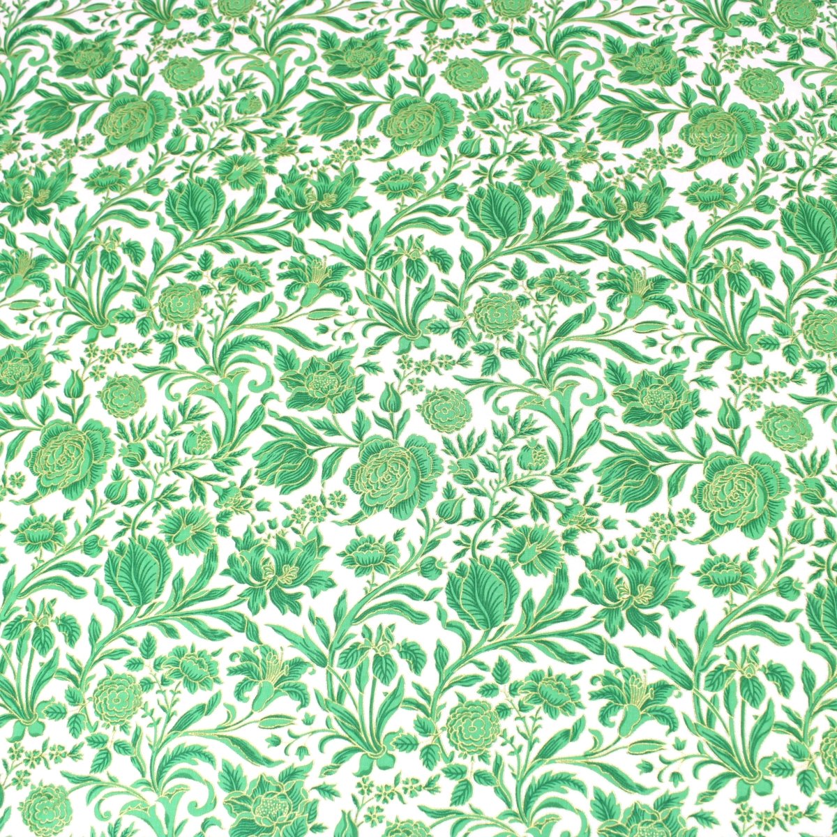 3 Metre Luxury Breathable Dressmaking Floral Cotton Lawn - 60" Green - Pound A Metre