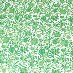 3 Metre Luxury Breathable Dressmaking Floral Cotton Lawn - 60" Green - Pound A Metre