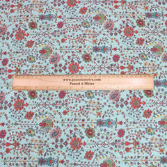 3 Metre Luxury Breathable Dressmaking Floral Cotton Lawn - 60" Light Blue - Pound A Metre