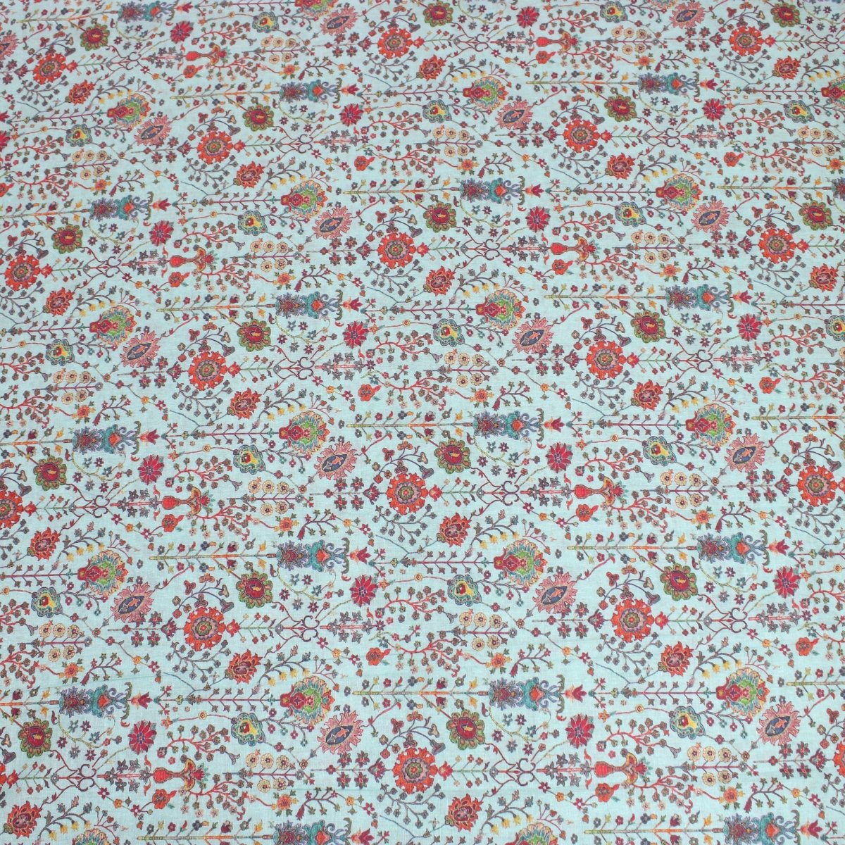 3 Metre Luxury Breathable Dressmaking Floral Cotton Lawn - 60" Light Blue - Pound A Metre