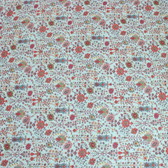3 Metre Luxury Breathable Dressmaking Floral Cotton Lawn - 60" Light Blue - Pound A Metre