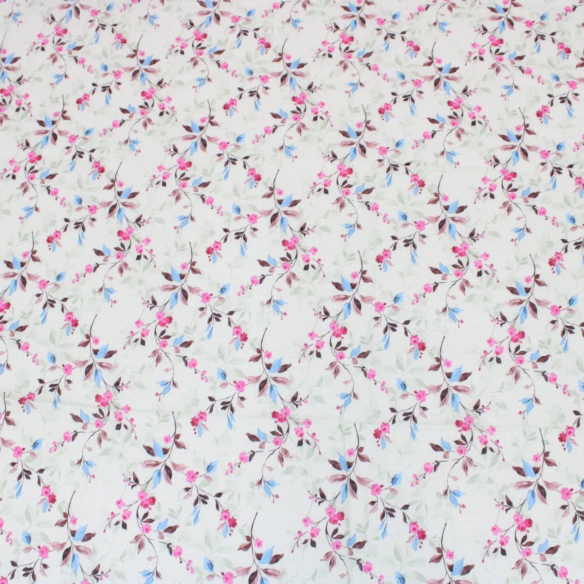3 Metre Luxury Breathable Dressmaking Floral Cotton Lawn - 60" Pastel Green - Pound A Metre
