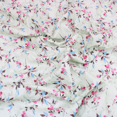 3 Metre Luxury Breathable Dressmaking Floral Cotton Lawn - 60" Pastel Green - Pound A Metre