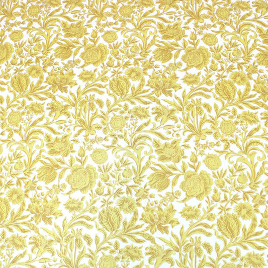 3 Metre Luxury Breathable Dressmaking Floral Cotton Lawn - 60" Yellow - Pound A Metre