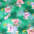 Pound A Metre 3 Metre 3 Metre Luxury Gold Foil Floral Sateen ‘Fantasia’ - 55" Wide Emerald