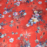 Pound A Metre 3 Metre 3 Metre Luxury Gold Foil Floral Sateen ‘Fleur’ - 55" Wide Red