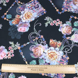 Pound A Metre 3 Metre 3 Metre Luxury Gold Foil Floral Sateen ‘Floret’ - 55" Wide Black