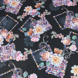 Pound A Metre 3 Metre 3 Metre Luxury Gold Foil Floral Sateen ‘Floret’ - 55" Wide Black
