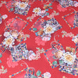 Pound A Metre 3 Metre 3 Metre Luxury Gold Foil Floral Sateen ‘Floret’ - 55" Wide Red